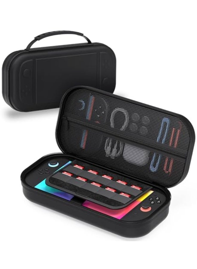 Switch 2 Carrying Case for Nintendo Switch 2 (2025), Portable Hard Shell Travel Case with Pockets for Accessories and Games Card, Protective Travel Bag for Switch 2 Holds 10 Game Cartridge Black - Image 1