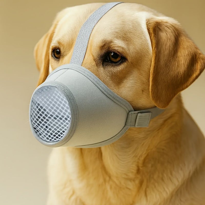 Grey Adjustable Pet Dog Cat Muzzle Anti Bite Anti Bark Breathable - Image 3