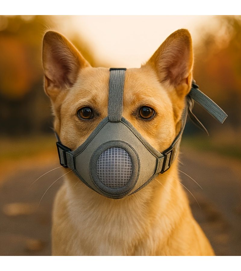Grey Adjustable Pet Dog Cat Muzzle Anti Bite Anti Bark Breathable - Image 2