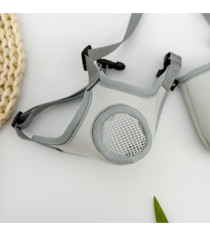 Grey Adjustable Pet Dog Cat Muzzle Anti Bite Anti Bark Breathable - Image 4