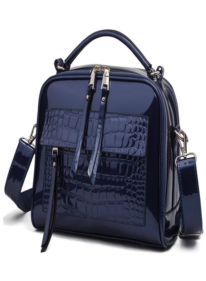 Chikencall Women’s Patent Leather Handbag and Purses Crocodile Pattern Shell Shoulde Bags Ladies Satchels Crossbody Bag Purple - Image 1
