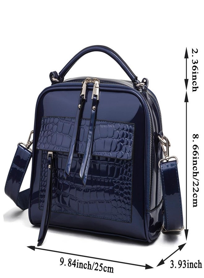 Chikencall Women’s Patent Leather Handbag and Purses Crocodile Pattern Shell Shoulde Bags Ladies Satchels Crossbody Bag Purple - Image 3