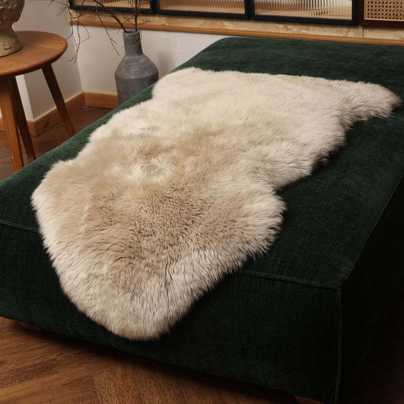 IRIWOOL Premium Genuine Fur Sheepskin Rug Real Australia Sheepskin Natural Luxury Fluffy Lambskin Fur Area Rug Seat Covers for Kids Bedroom Sofa Chair Cover (Creamy Gray, Single Pelt/2ft x 3ft) - Image 3