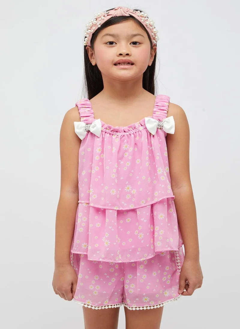 One Friday One Friday Girls Pink Top With Bows