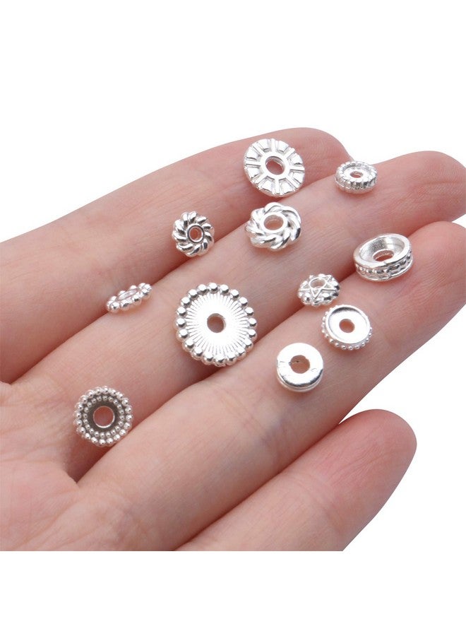 BronaGrand 100 Gram(About 170-300pcs) Spacer Beads Jewelry Bead Charm Spacers Alloy Spacer Beads for Jewelry Making DIY Bracelets Necklace and Crafting,Silver - Image 2