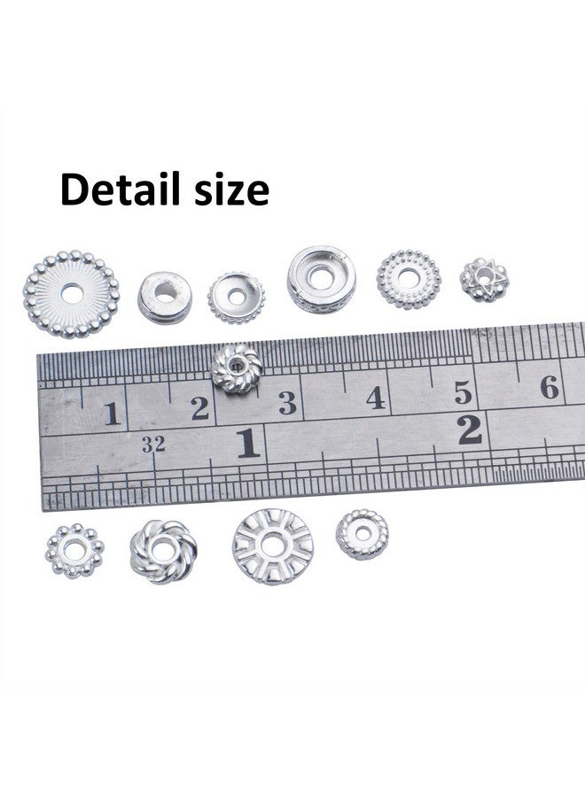 BronaGrand 100 Gram(About 170-300pcs) Spacer Beads Jewelry Bead Charm Spacers Alloy Spacer Beads for Jewelry Making DIY Bracelets Necklace and Crafting,Silver - Image 3