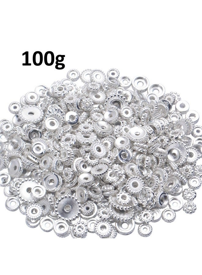 BronaGrand 100 Gram(About 170-300pcs) Spacer Beads Jewelry Bead Charm Spacers Alloy Spacer Beads for Jewelry Making DIY Bracelets Necklace and Crafting,Silver - Image 5