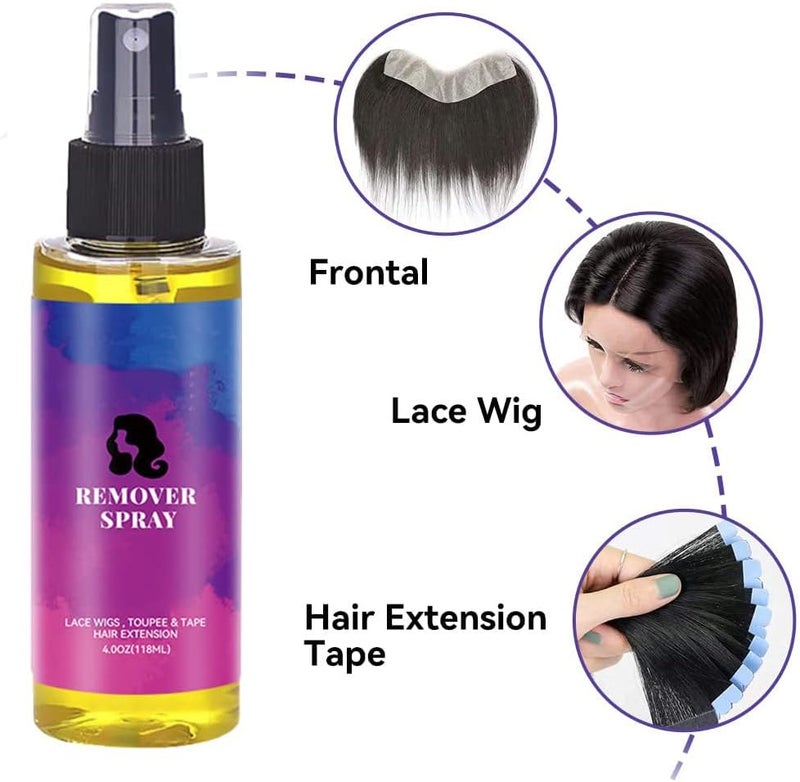 Tape-In Extension Remover, Fast-Acting Wig Glue Remover Spray, Adhesive & Solvent for Hair Replacement, No Residue, Removes Hair Glue, Wig Tape & Double-Sided Extension Tape, 118ML - Image 2
