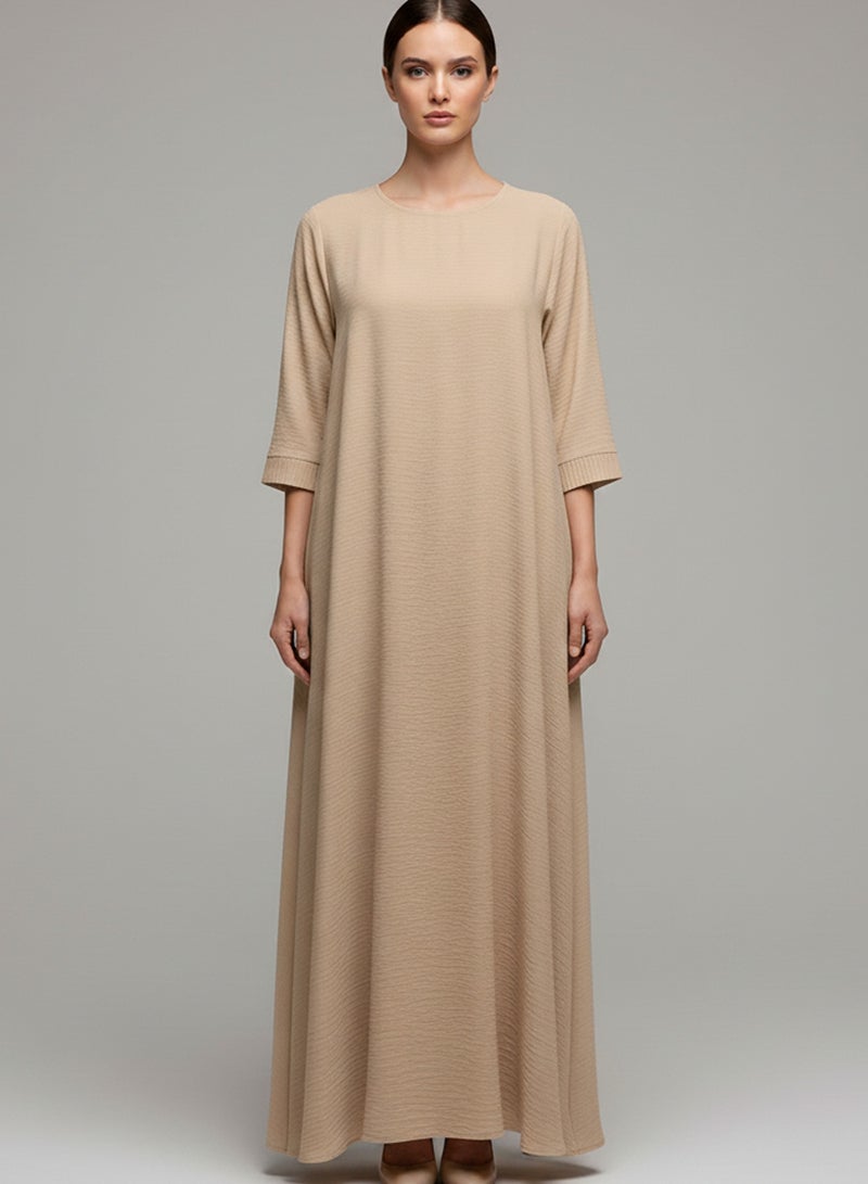 MSquare Fashion Beige CEY Fabric Inner Slip Dress for Abaya – Soft Underdress - Image 1