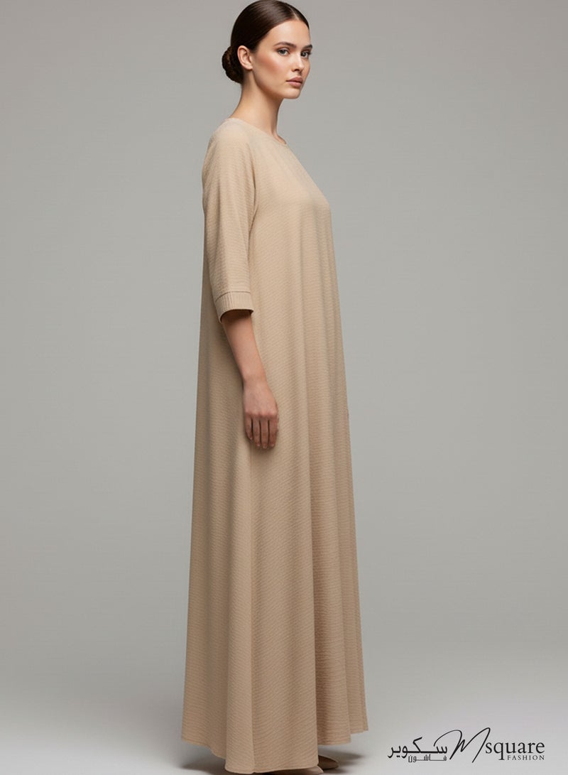 MSquare Fashion Beige CEY Fabric Inner Slip Dress for Abaya – Soft Underdress - Image 2