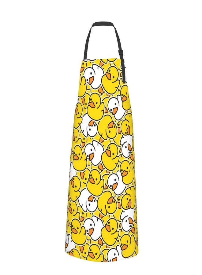 ASYG Cute Duck Print Apron with 2 Pocket Waterproof Adjustable Duck Apron for Cooking,Baking,Painting - Image 3