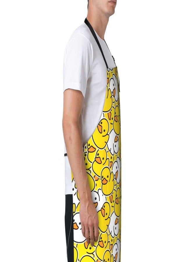 ASYG Cute Duck Print Apron with 2 Pocket Waterproof Adjustable Duck Apron for Cooking,Baking,Painting - Image 4