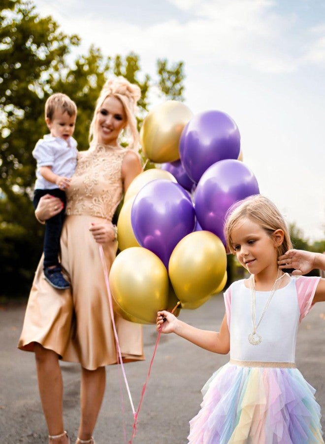 Haolongfa Purple and Gold Balloons,12 Inch 60pcs Purple Balloons with Gold Confetti Balloons,Dark Purple Balloons for Birthday Baby Shower Graduation Wedding Anniversary Festival - Image 5
