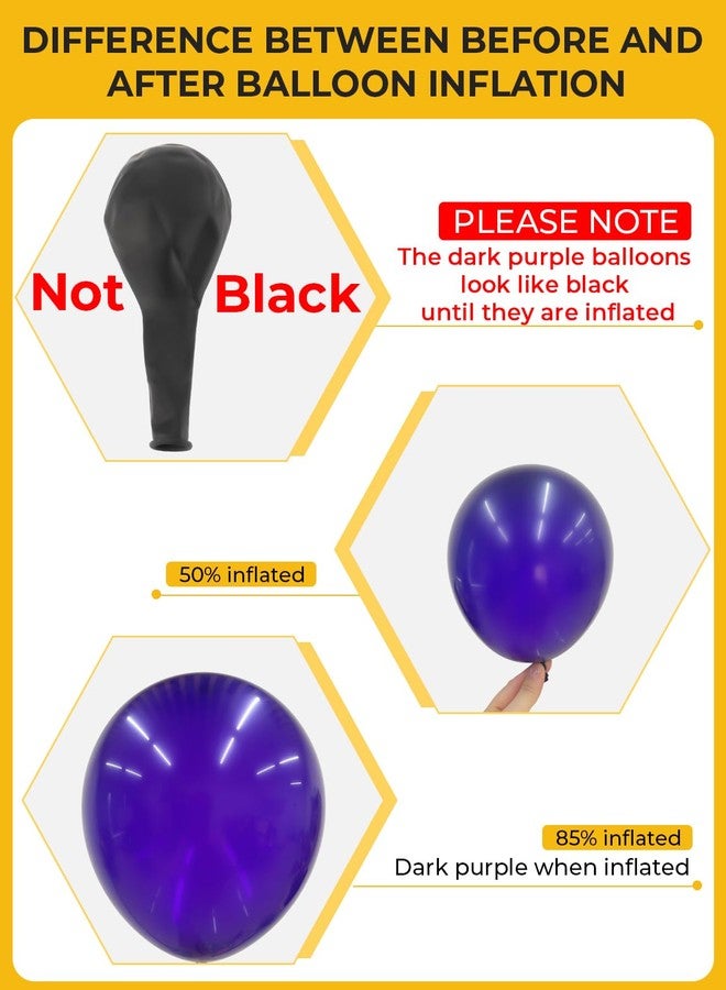 Haolongfa Purple and Gold Balloons,12 Inch 60pcs Purple Balloons with Gold Confetti Balloons,Dark Purple Balloons for Birthday Baby Shower Graduation Wedding Anniversary Festival - Image 3