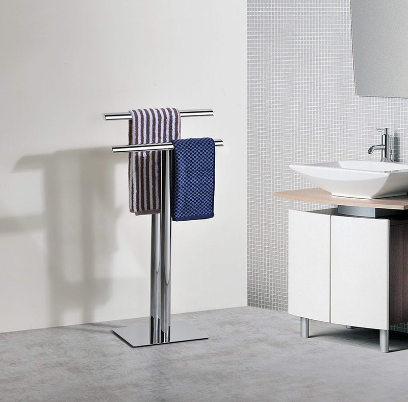 Kings Brand Furniture Kings Brand Furniture  2 Tier Freestanding Towel Rack Bathroom Standing Towel Racks Hand Towel Holder  Towels Stand Chrome 