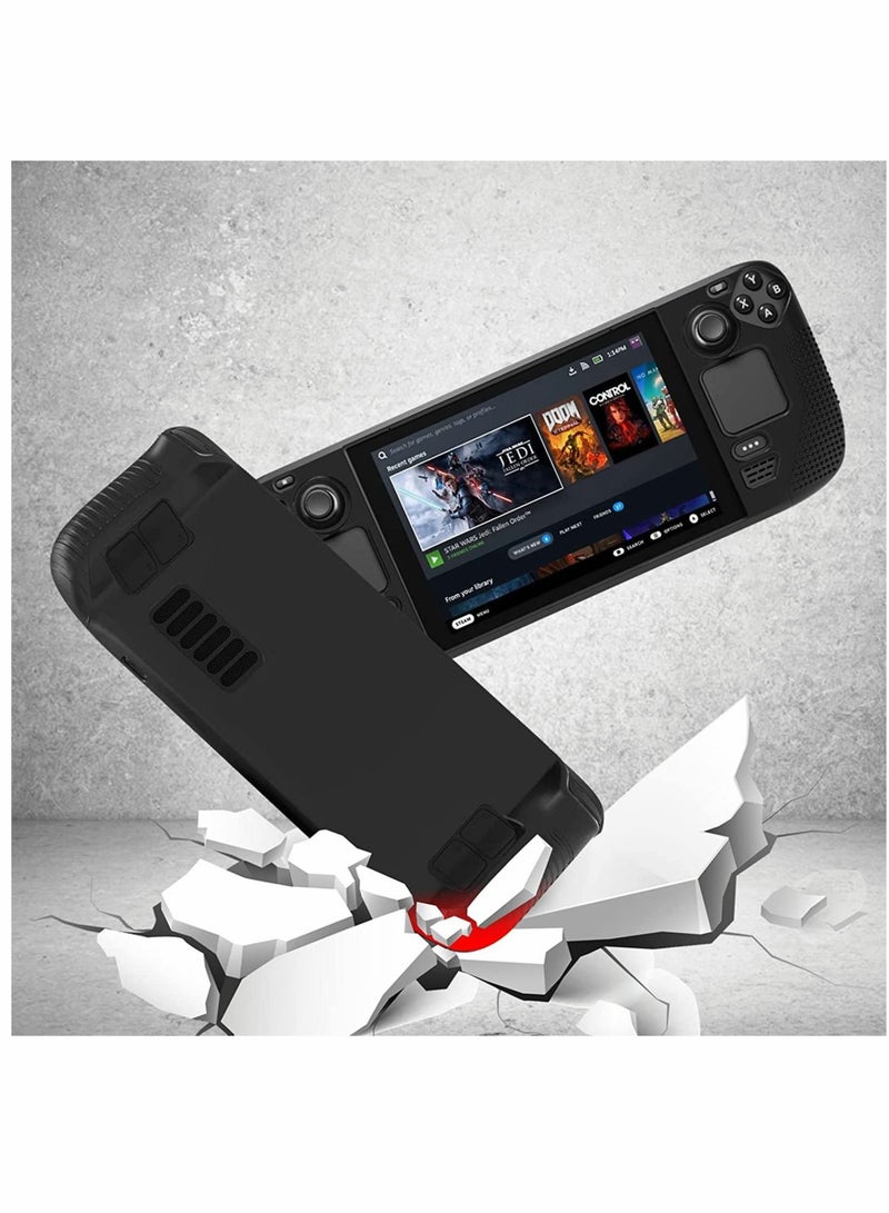SYOSI Protective Case Compatible, for Valve Steam Deck, Full Protection Silicone Cover, with Anti-Slip Particles Shockproof Protector Grip Shell, for Steam Deck -Black - Image 5
