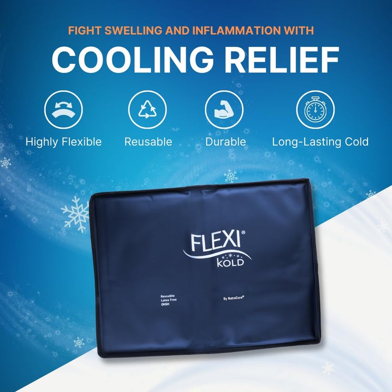 NatraCure FlexiKold Gel Ice Packs (Standard Large: 10.5" x 14.5") for Injuries Reusable, Back Pain Relief, Knee Wrap, After Surgery, Ice Pack for Knee, Shoulder - 6300-COLD by NatraCure - Image 2