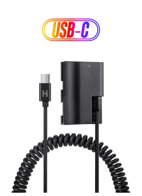 Dummy Battery Decoded, LP-E6 Battery Replacement with Type-C Spring Power Adapter Cable for Canon EOS R R5 R6 5DS 5DSR 90D 80D 70D 60D 5D Mark II III IV 6D Mark II 7D Mark II Cameras