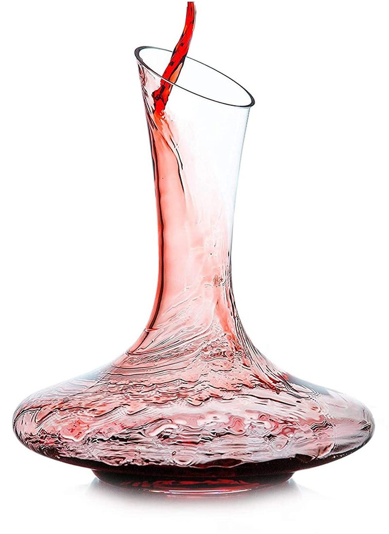 Excefore Decanter, Hand Blown Lead Free Crystal  Carafe, Large 1800 ml Capacity, Red  Aerator and Breather, Glass  Pitcher Set  - Image 1