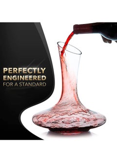 Excefore Decanter, Hand Blown Lead Free Crystal  Carafe, Large 1800 ml Capacity, Red  Aerator and Breather, Glass  Pitcher Set  - Image 3