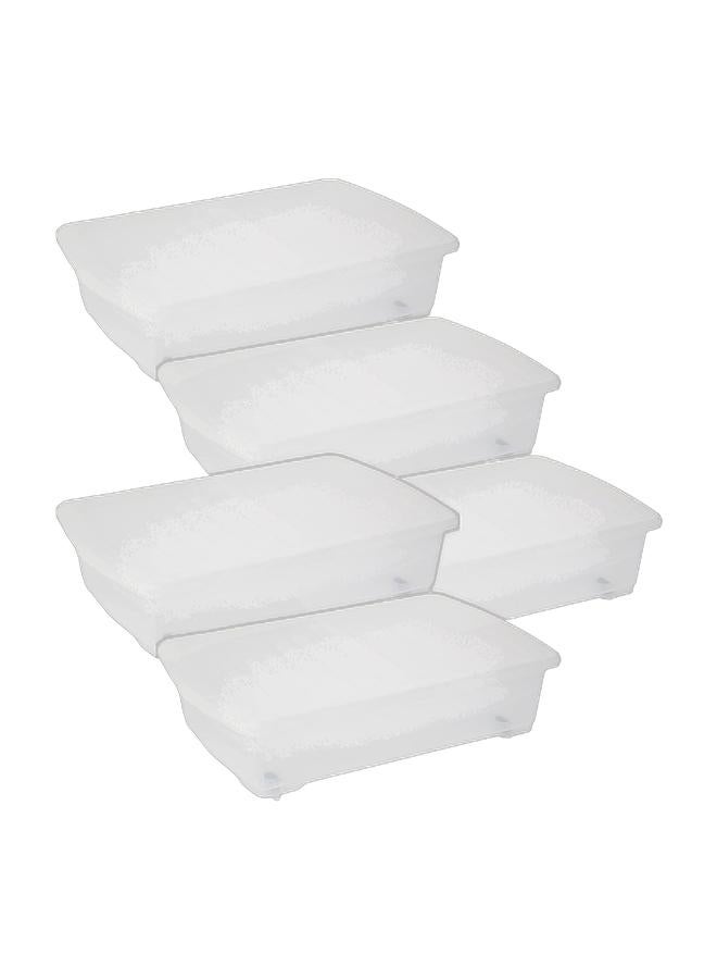 Cosmoplast صندوق تخزين بلاستيكي شفاف بسعة 25 لتر تحت السرير مع عجلات وغطاء قابل للقفل (عبوة من 5) - Image 1