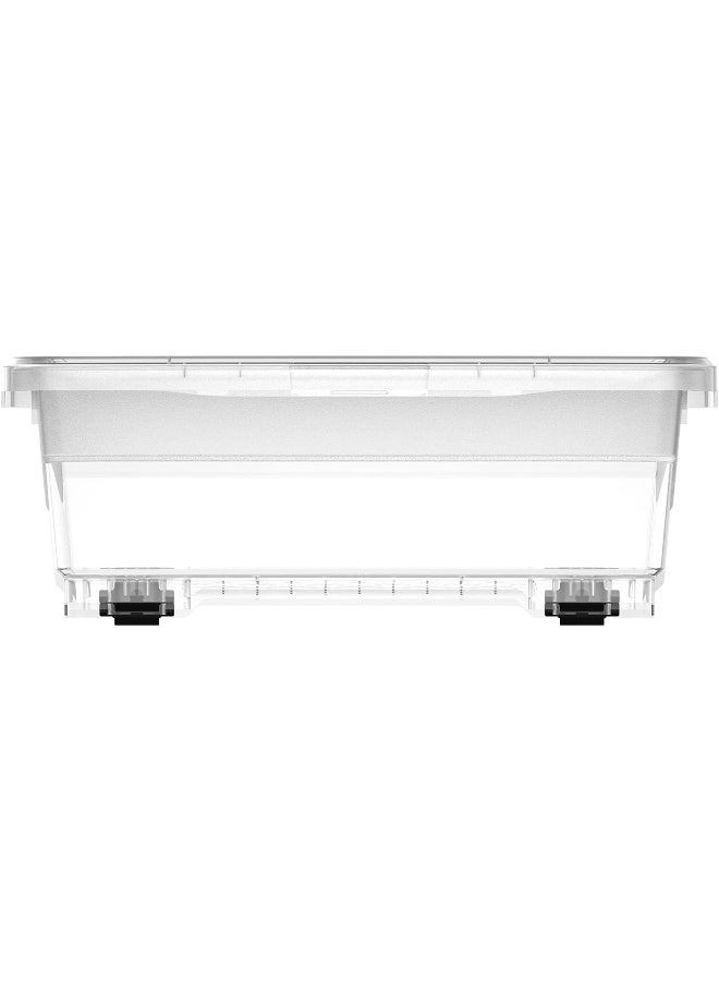 Cosmoplast صندوق تخزين بلاستيكي شفاف بسعة 25 لتر تحت السرير مع عجلات وغطاء قابل للقفل (عبوة من 5) - Image 4