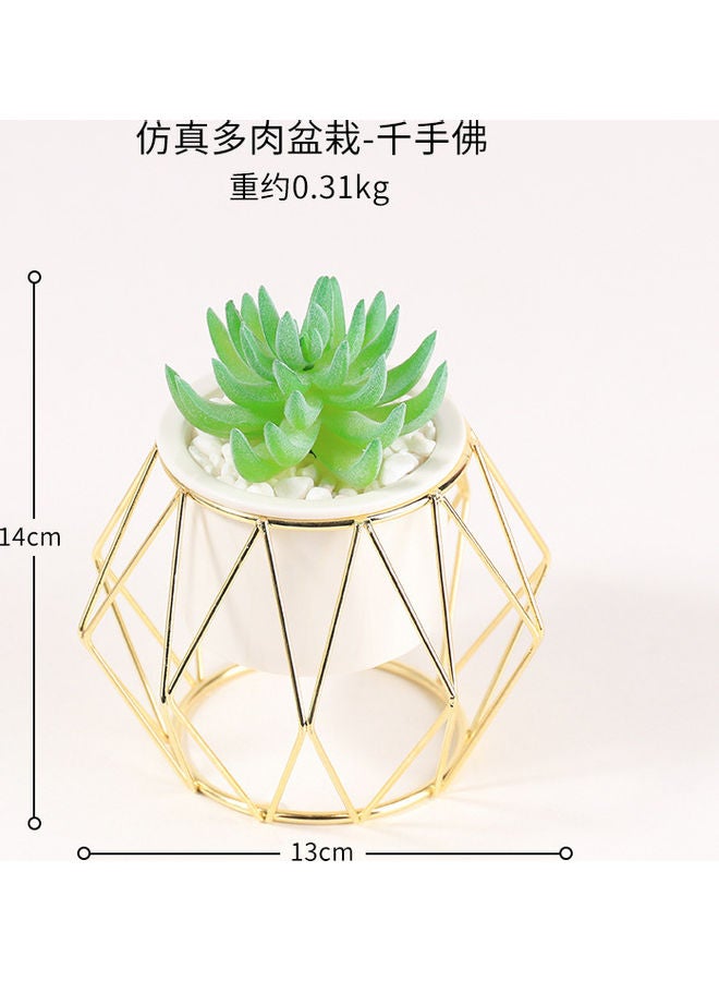 NIBEMINENT Flower Vase with Metal Rack Stand White/Gold - Image 1