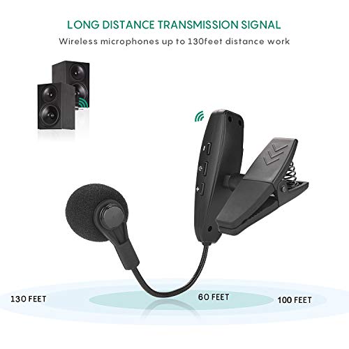 Amoper Wireless Instrument Microphone,UHF Clip Condenser Mic,for Horns,Trumpets,Clarinets, Saxophones, Cello, Computer, Phone, Speakers, Voice Amplifier 131ft Range, 1/8 and 1/4'' Port - Image 2