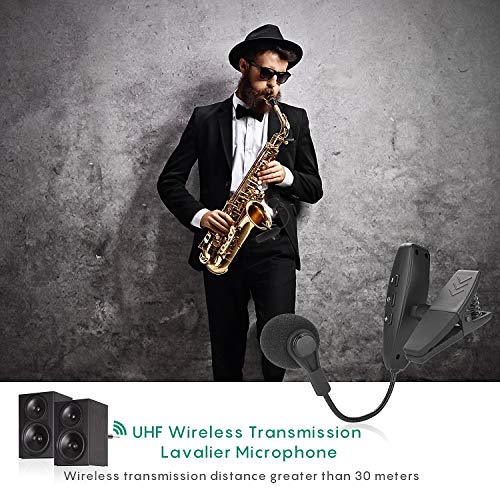 Amoper Wireless Instrument Microphone,UHF Clip Condenser Mic,for Horns,Trumpets,Clarinets, Saxophones, Cello, Computer, Phone, Speakers, Voice Amplifier 131ft Range, 1/8 and 1/4'' Port - Image 5
