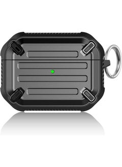 Generic Ecosystem Compatible with Airpods Pro 1th Case Cover Rugged Armor Hard Shell Shockproof Apple Airpod Pro 1th 2019 Protective Case Replacement Support Wireless Charging Keychain (Black) 