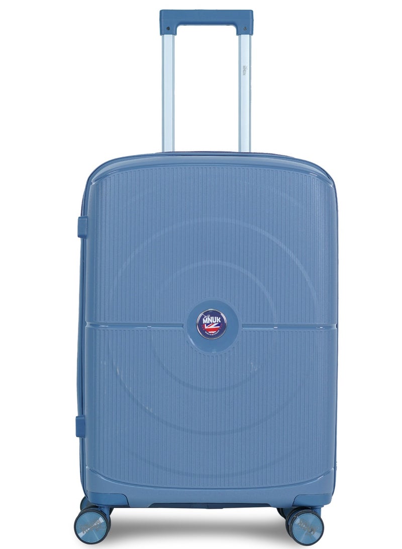 MNUK PREMIO Set of 3 Luggage| Polypropylene (PP) Hardside Luggage Trolley|Double 360° 4 Wheeler| Cabin-20 Inch, Medium- 24 Inch, Large-28 Inch|Blue - Image 3