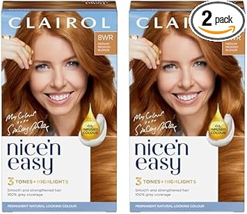 Clairol Nicen Easy Crme Natural Looking Oil Infused Permanent Hair Dye 8WR Golden Auburn Pack of 2 - Image 1