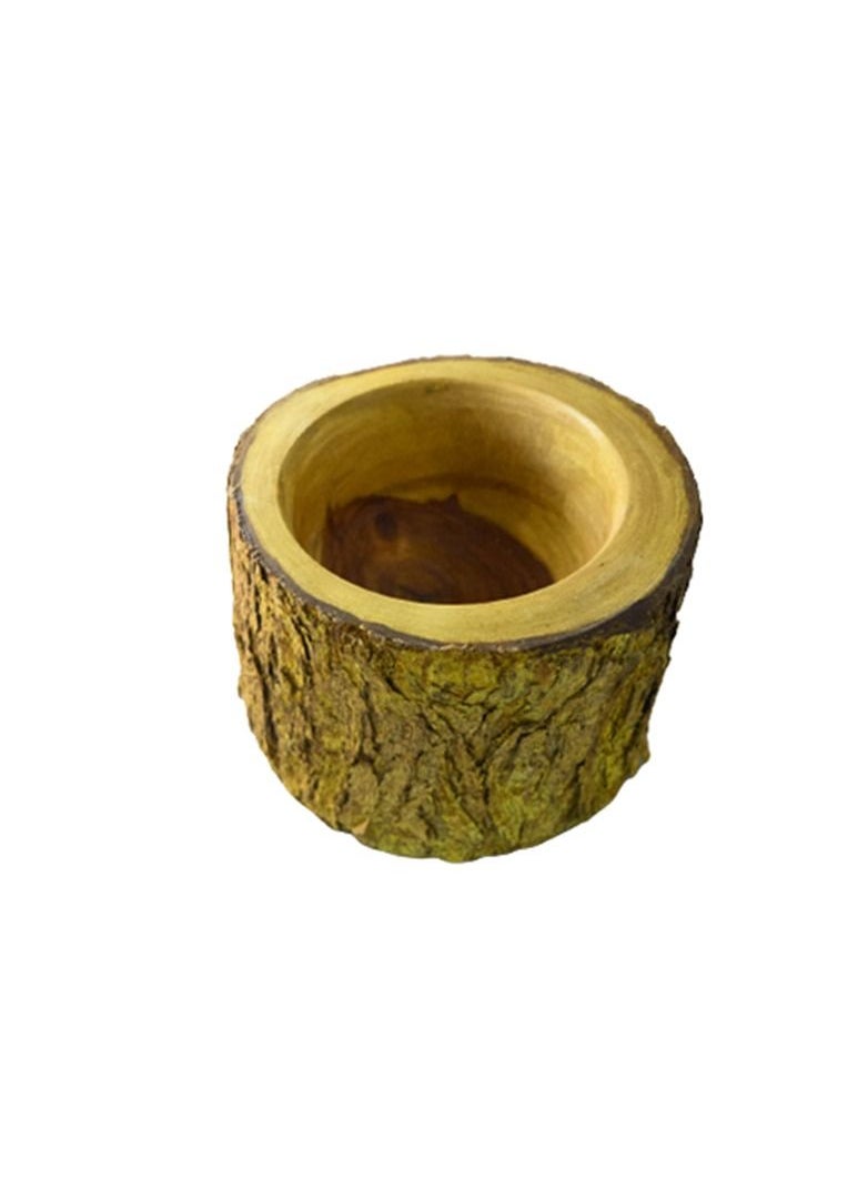 Egypt Antiques - Natural handmade wood veneer planter pot from the heart of the tree - Image 1