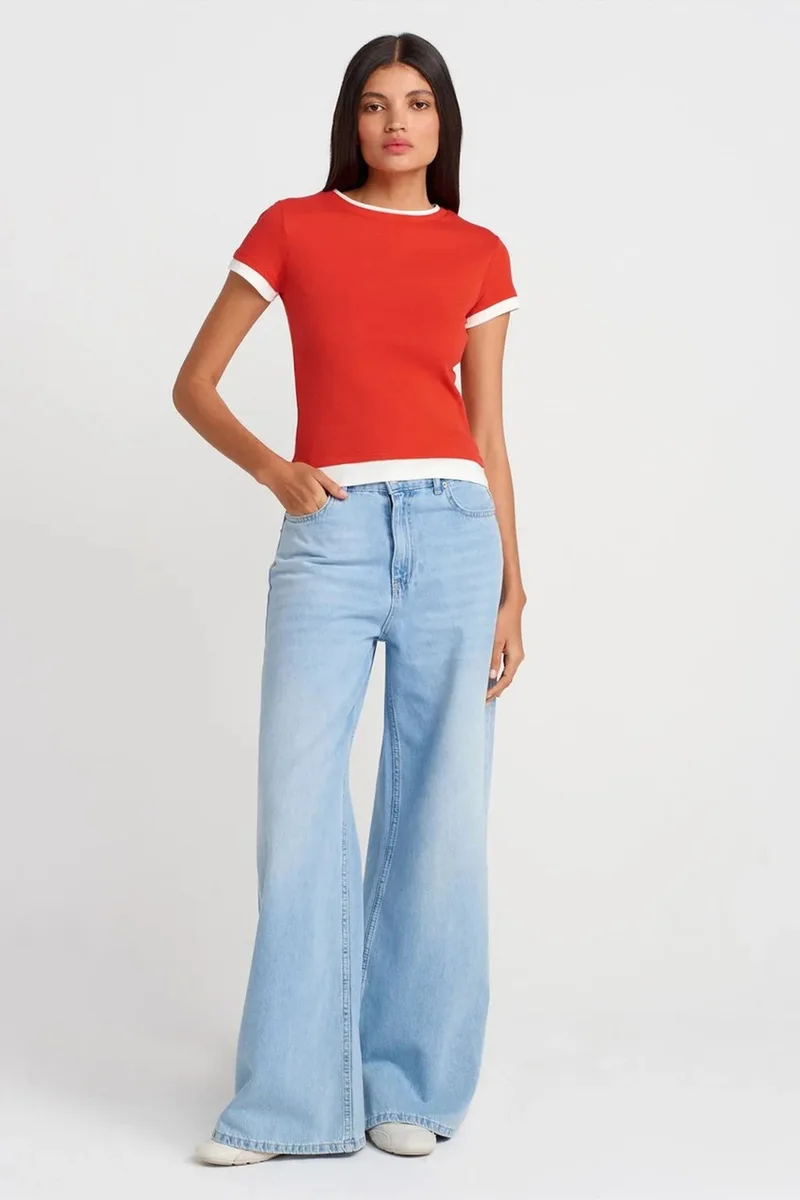 Dilvin Red DILVIN Women's Slim Fit Cotton Crew Neck T-Shirt for Women | Best Price UAE