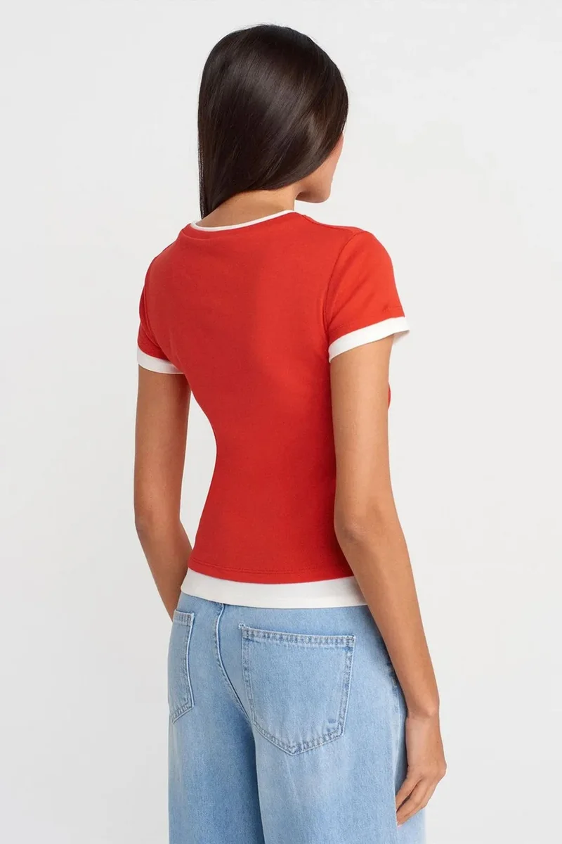 Dilvin Red DILVIN Women's Slim Fit Cotton Crew Neck T-Shirt for Women | Best Price UAE