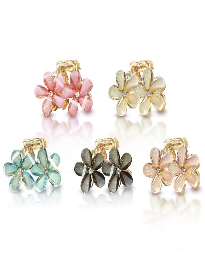 Sanas Hair Clips For Woman (5Pcs) Hair Clips For Girls Hair Clutcher For Women Plated For Extra Durability Accessories For Women Cute Gifts For Girls Rhinestones Flower Clutcher (5Pcs) Multicolor - Image 1