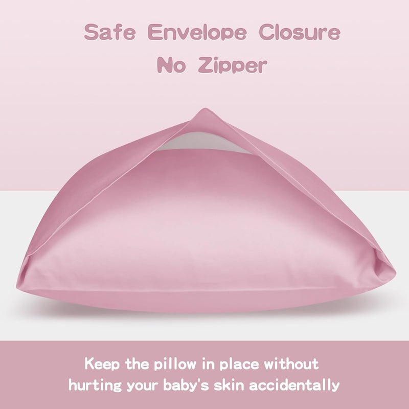 LULUSILK Organic Cotton Toddler Pillowcase 2 Pack, 14 x 20 Travel Pillow Case Cover for Babies, Kids, Boys and Girls, Soft and Breathable Small Pillow Cases with Envelope Closure, Lotus Pink - Image 5
