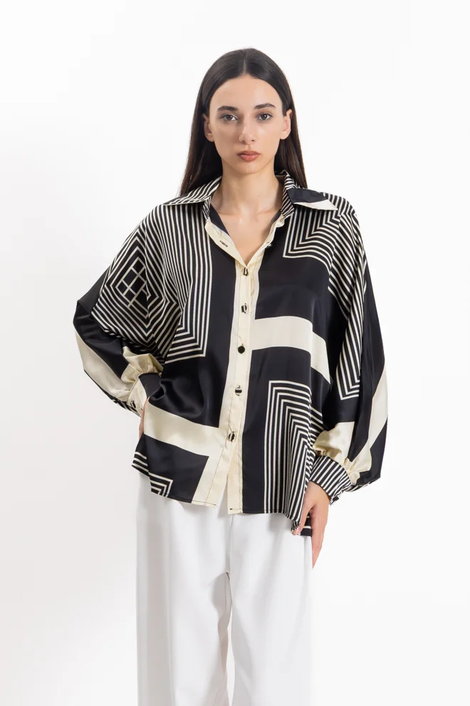 شايبس ABSTRACT SATIN PRINT SHIRT