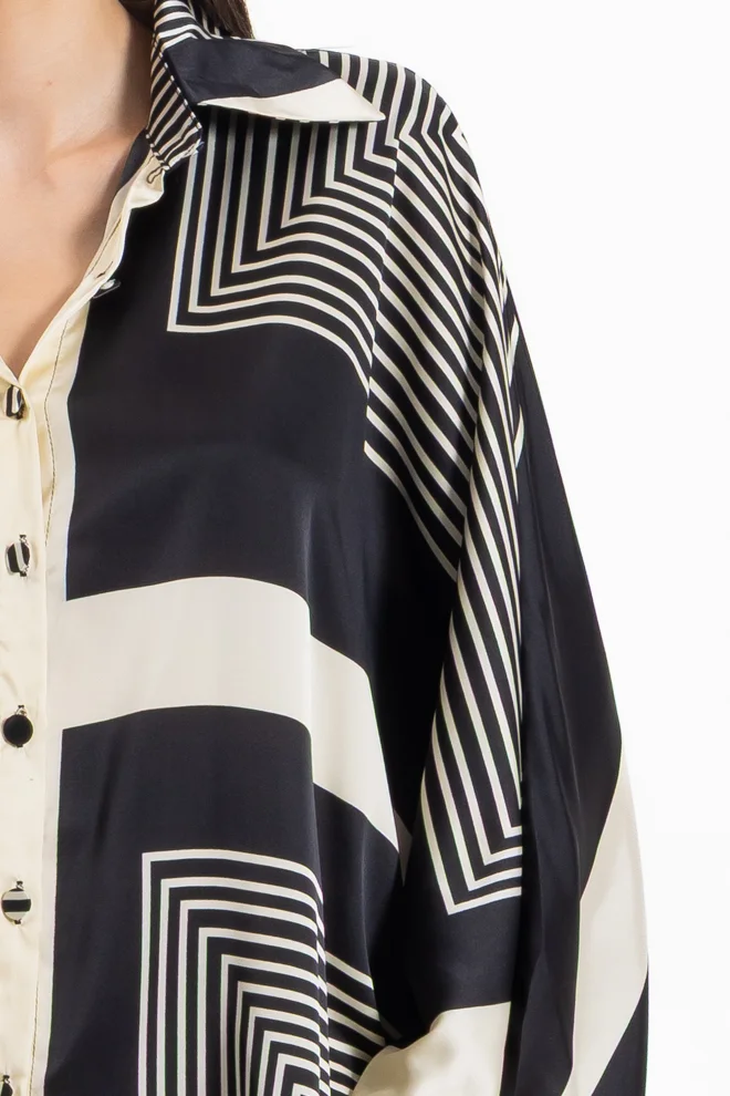 SHAPES ABSTRACT SATIN PRINT SHIRT