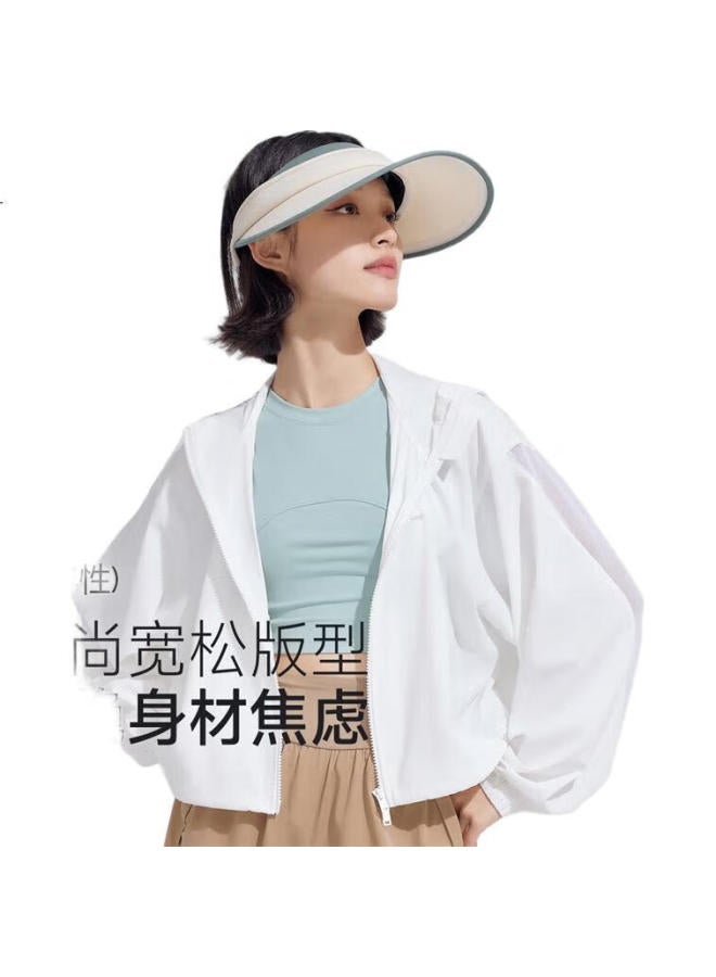 Vvc Cheng Yi Same Style Sunscreen Cooling Ice Silk Sunscreen Clothing Breathable Uv Protection Loose Short Jacket Simple White - Image 1