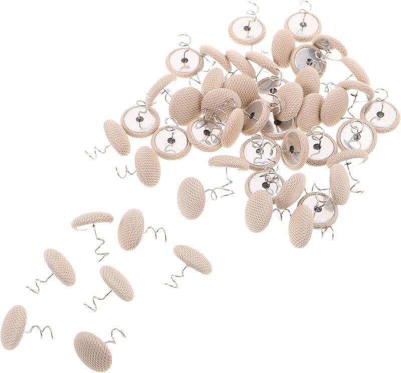 50pcs Fabric-Covered Upholstery Tacks and Bed Skirt Pins, Stainless Steel Twist Pins for Furniture Fastening, Slipcover and Armrest Securement, Non-Slip Home Bedding Accessory - Image 1