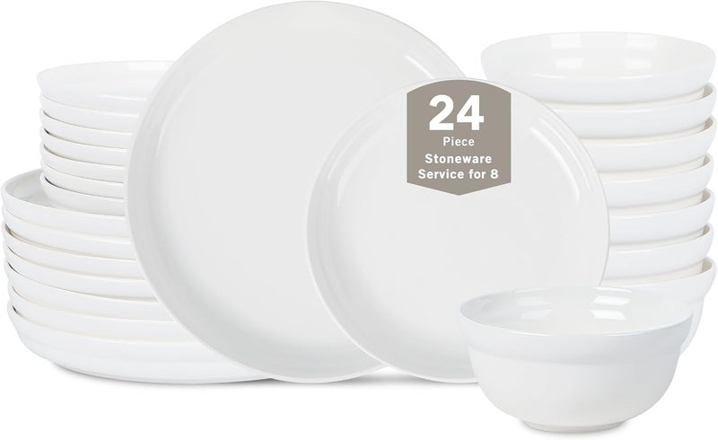 Stone Lain Virtuo 24Piece Dinnerware Set Porcelain White - Image 1
