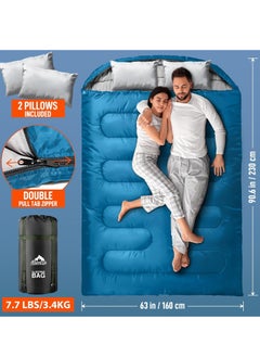 Mereza Double Sleeping Bag for Adults Mens with Pillow, XL Size Sleeping Bag for All Season Camping Hiking for Cold Weather & Warm  - Image 2