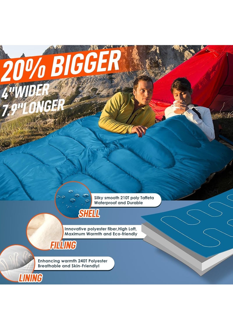 Double Sleeping Bag for Adults Mens with Pillow, XL Size Sleeping Bag for All Season Camping Hiking for Cold Weather & Warm - pzsku/Z1DC350F8683568B3D4E2Z/45/_/1729244997/49267b9d-dd10-4f37-9437-04a56c3570d4