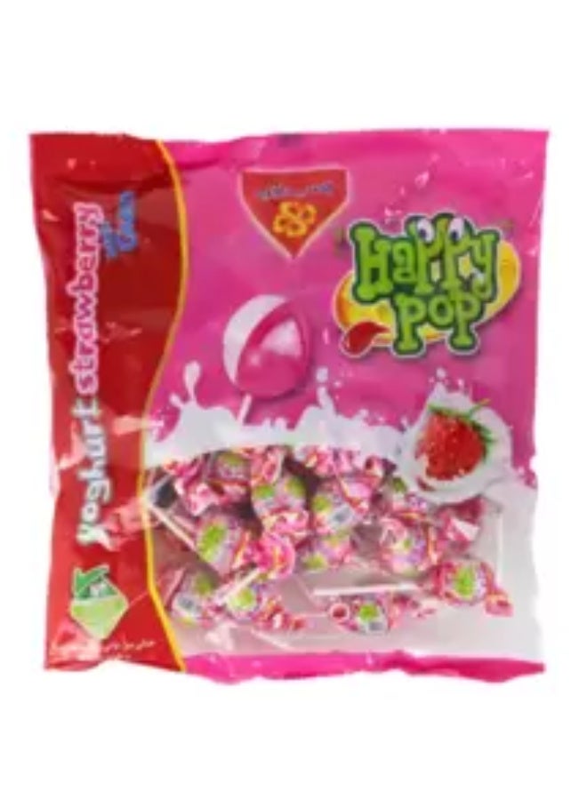 مصاصة هابي بوب بنكهة الفراولة مع حشوة علكة - 48