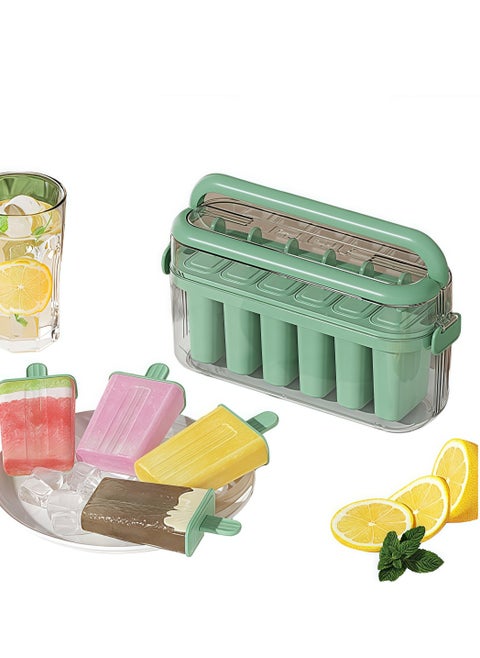 Popsicle Molds with Handles and Storage Racks, DIY Popsicle Molds BPA Free Reusable Popsicle Mold Set for Making Popsicles, Hot Summer Cooling, Kitchen, Green
