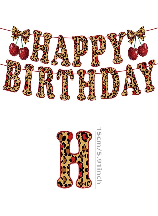 Chictry Cheetah Cherry Birthday Decorations Leopard Happy Birthday Banner for Safari Animal Girls Women Adults Party Decor Sulpplies - Image 2