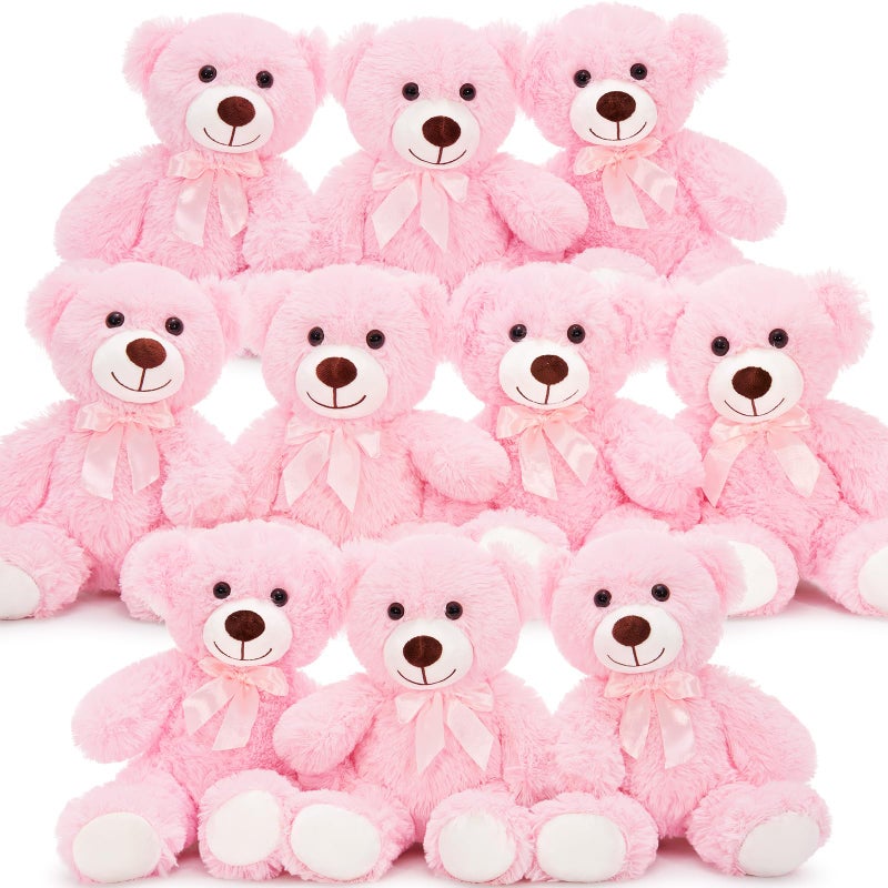 MaoGoLan 10Pcs Bulk Teddy Bears Stuffed Animals Baby Shower  Soft Small Stuffed Teddy Bears in Bulk  13.5 "" Cuddly Mini Teddy Bears Centerpiece Wedding Party Engagement Pink - Image 5