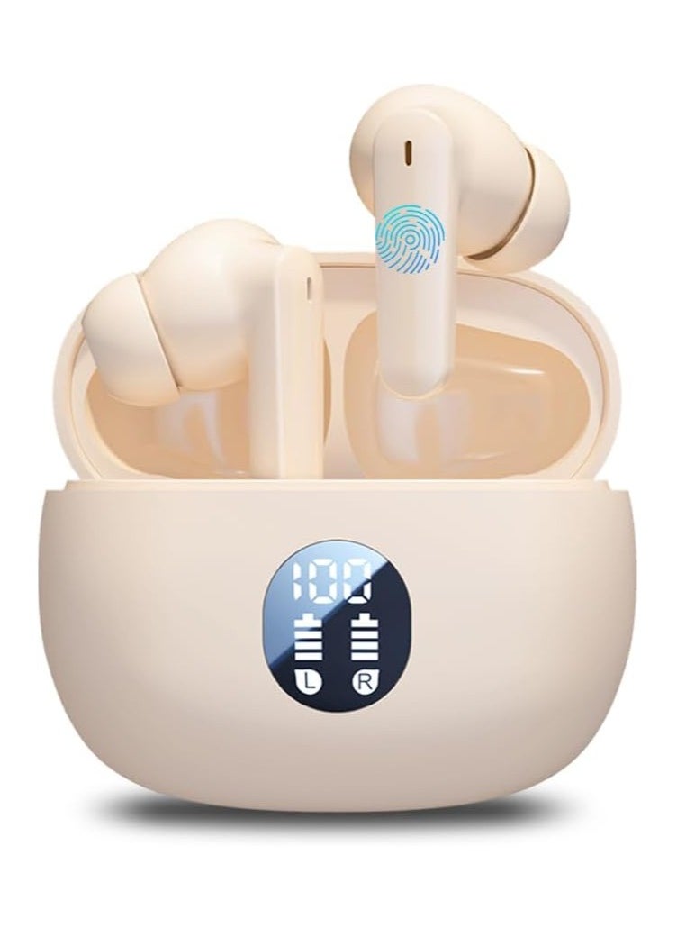 JBLTM M69 Bluetooth Earphones, Wireless Earbuds, IPX7 Waterproof Digital Display Sports Earbuds, Microphone Stereo Earphones for Fitness Running Gym Black, Skin Color  - Image 1