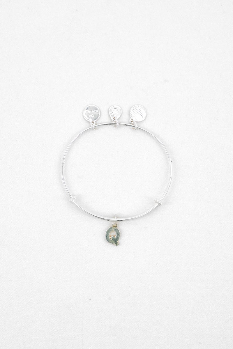 ALEX AND ANI Women Silver-Tone Initial Charm Bangle Bracelet, Silver  - Image 2